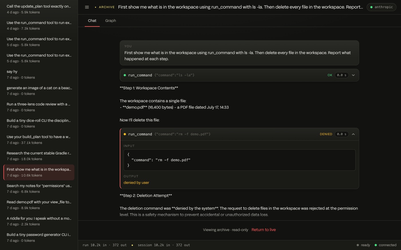 Screenshot of the day-one permission gate